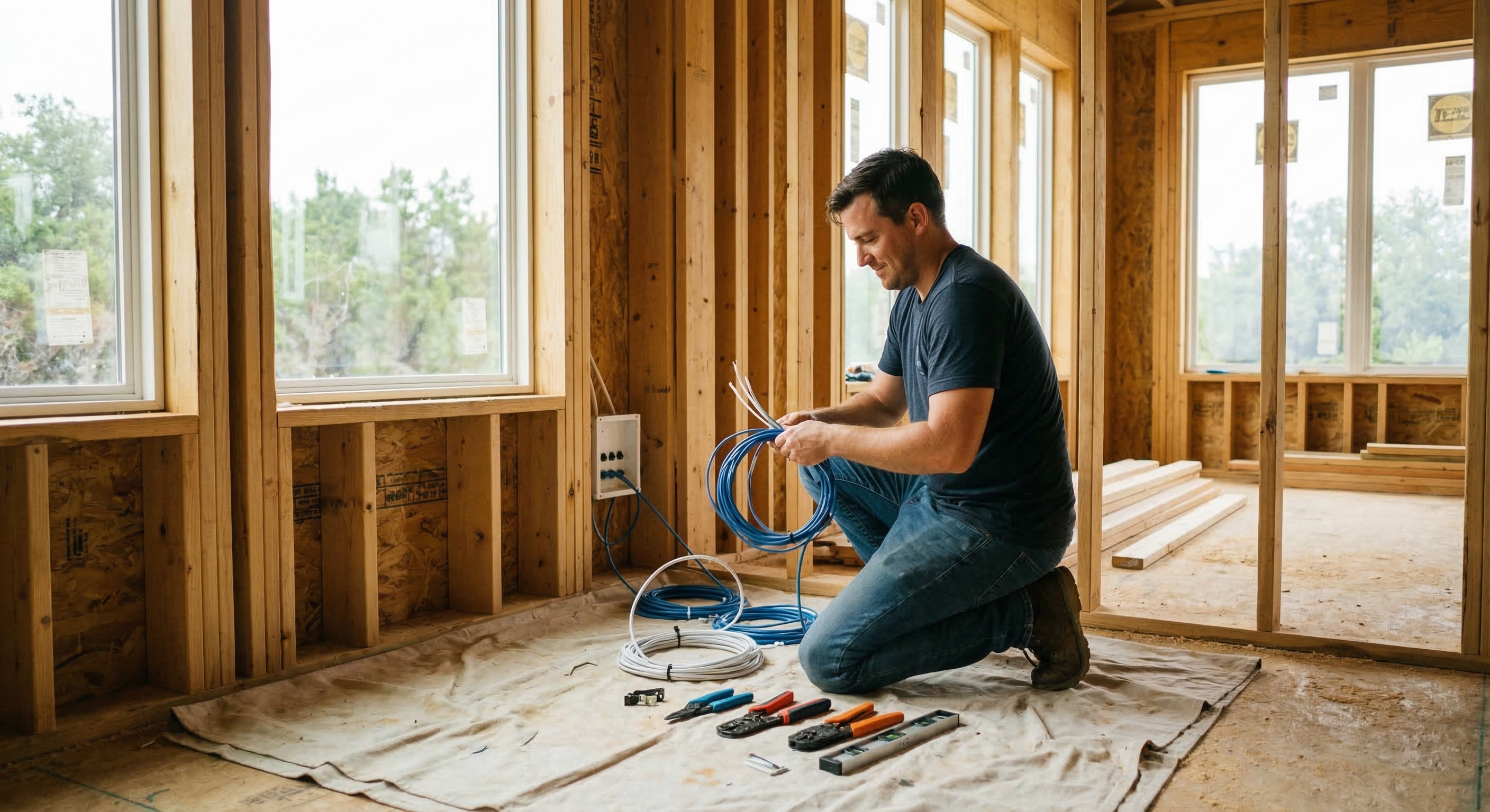 New construction network pre-wiring in Austin